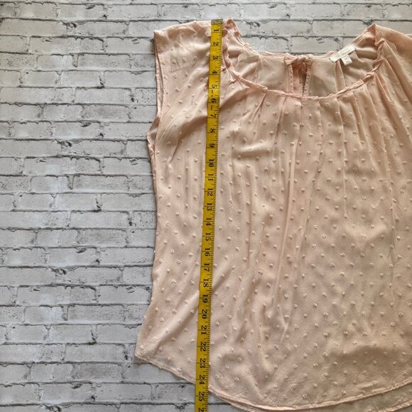 LC Lauren Conrad Light Pink Swiss Dot Women's Cap Sleeve Blouse Size M - Picture 7 of 10